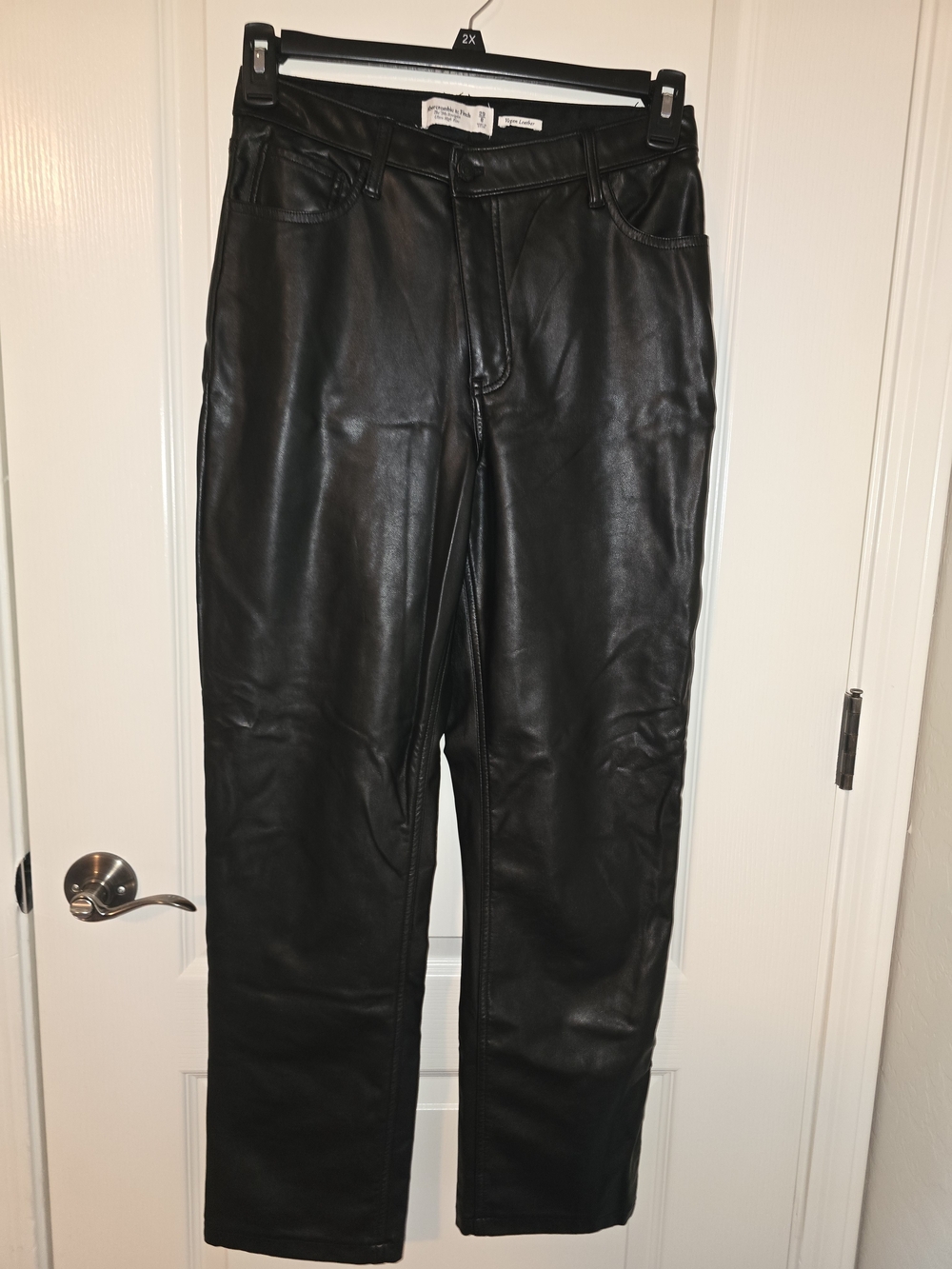 Abercrombie & Fitch LIKE NEW Black Straight Faux Leather Jeans